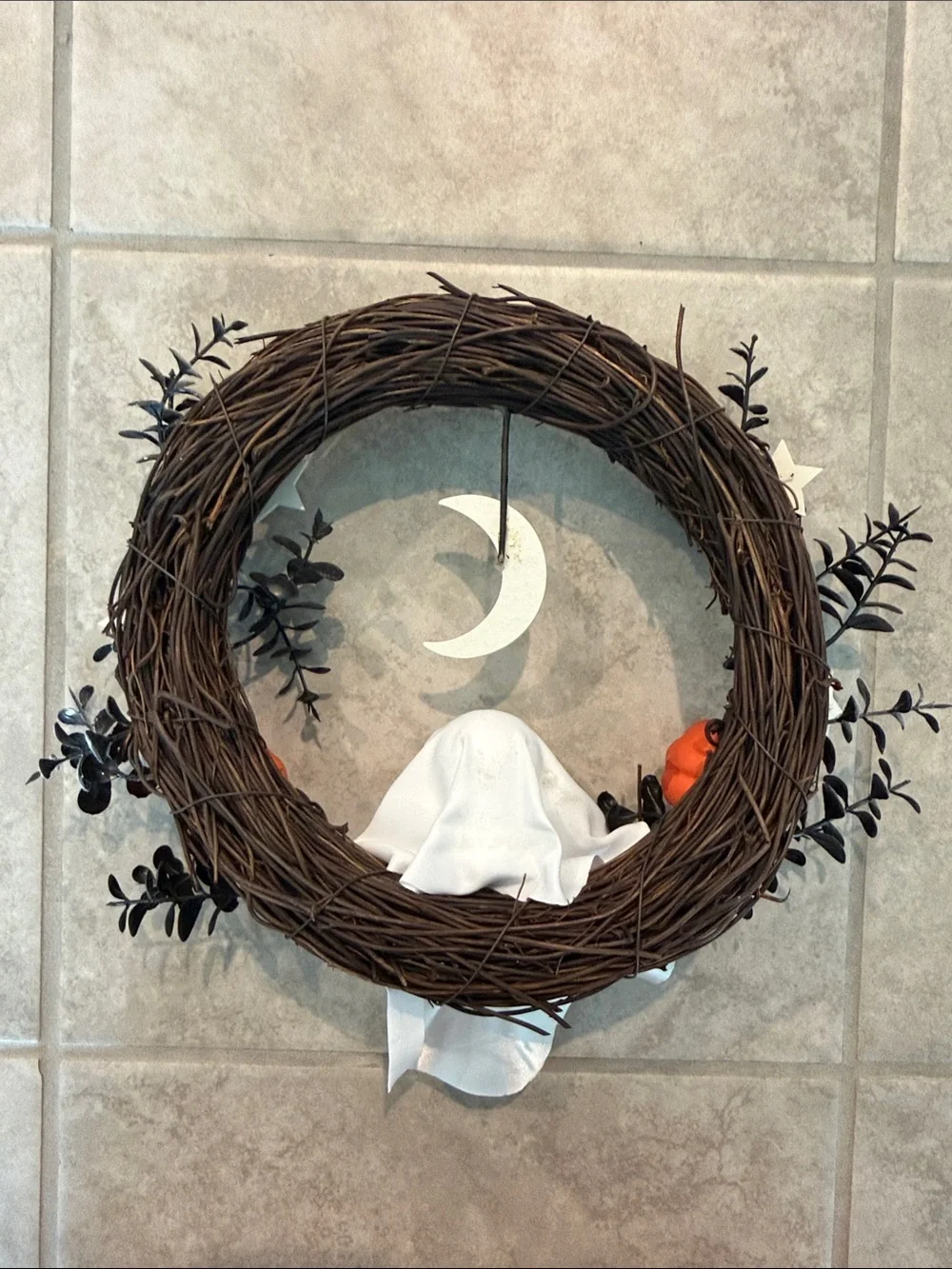Target Halloween Ghost Wreath with Moon, Pumpkins and Stars
